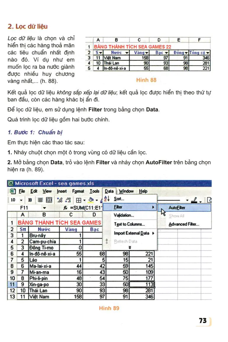 Bài 8: Sắp xếp và lọc dữ liệu