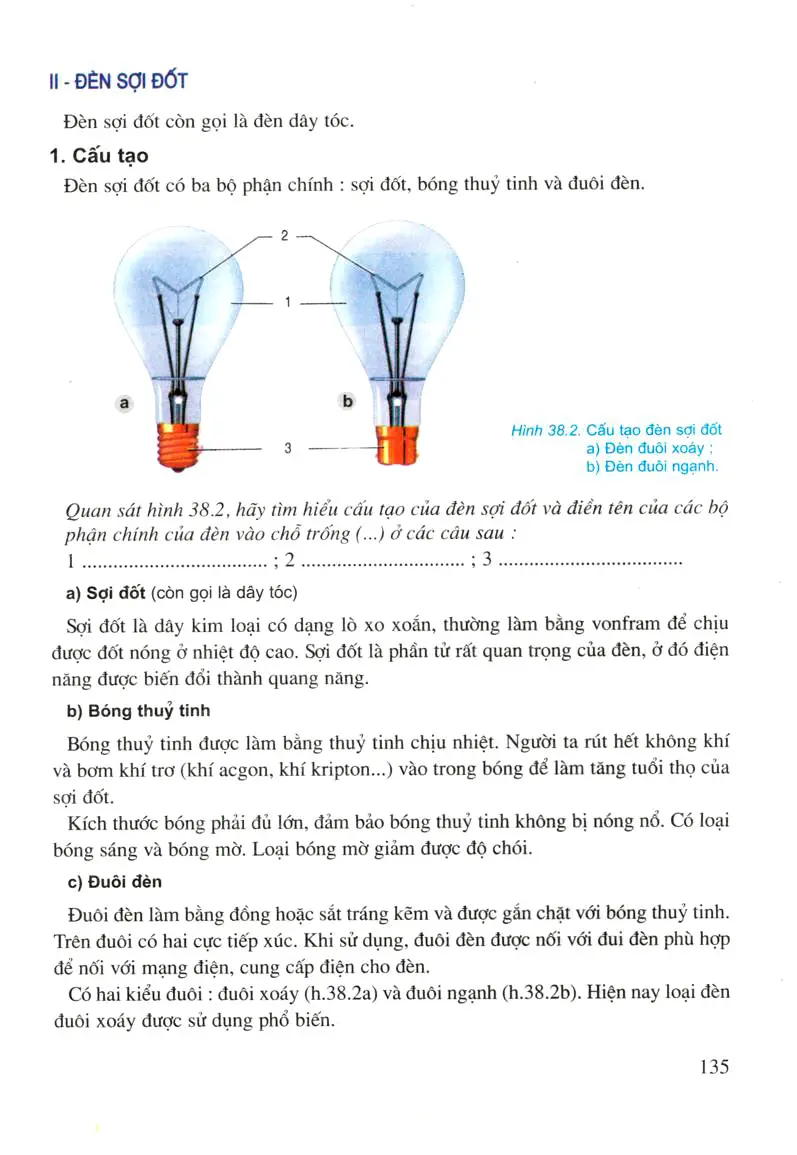 Bài 38. Đồ dùng loại điện - quang: Đèn sợi đốt