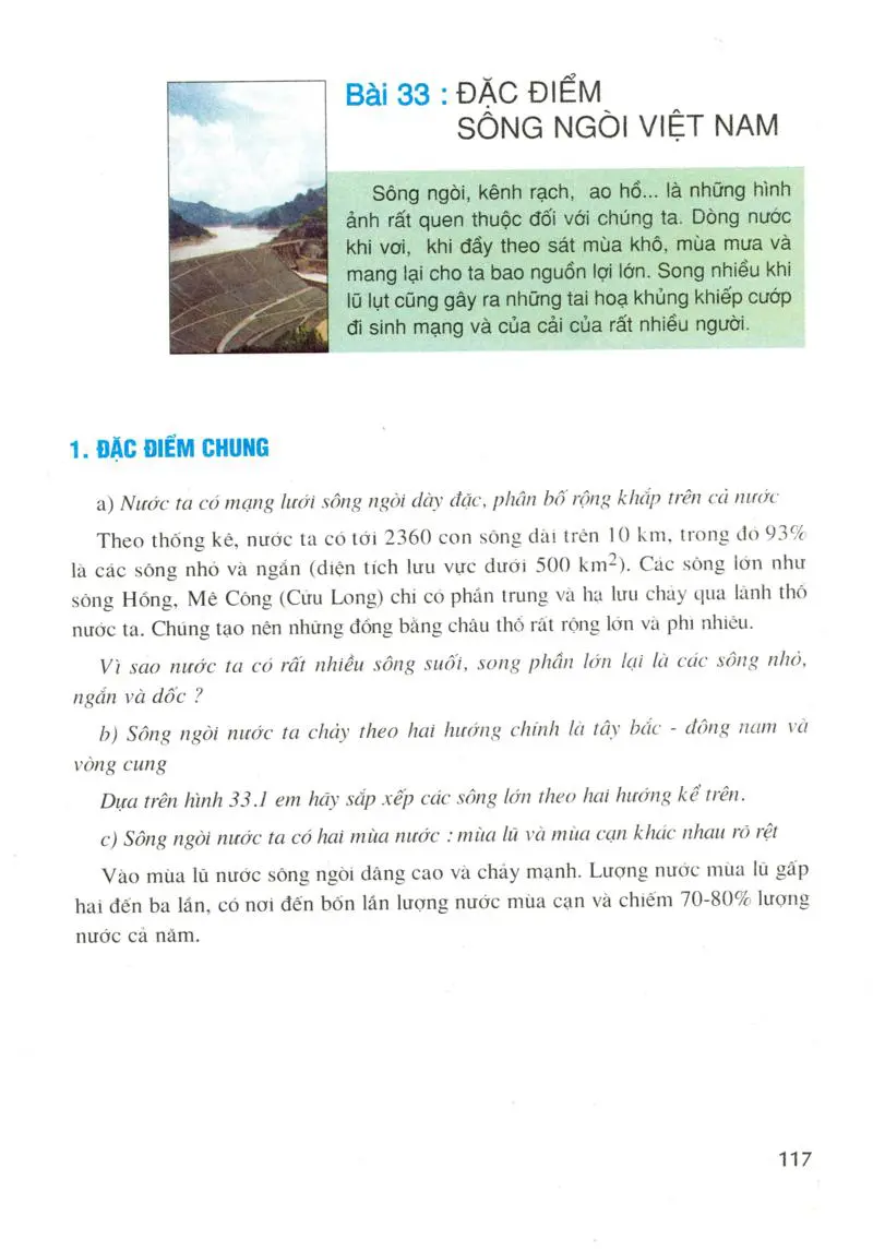 Bài 33: Đặc điểm sông ngòi Việt Nam
