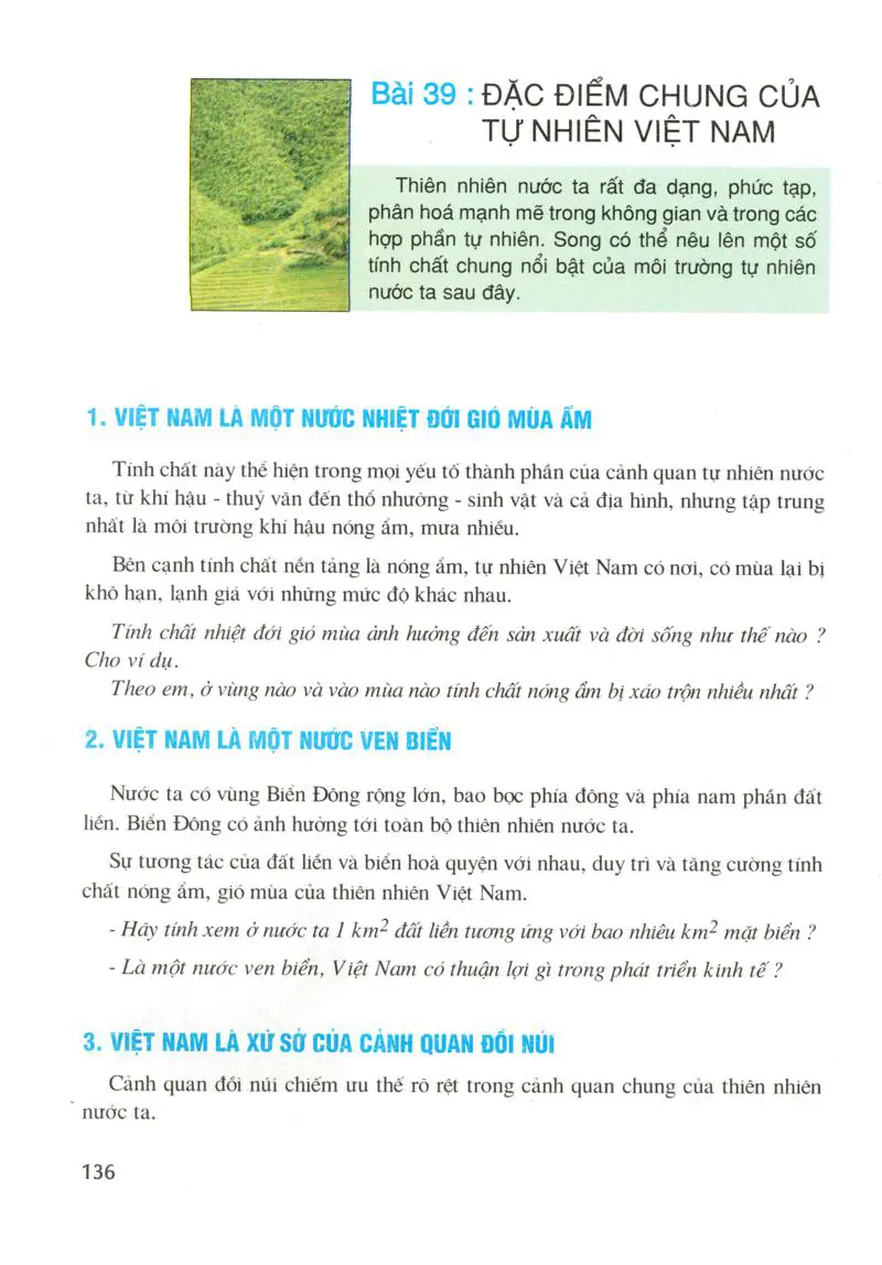 Bài 39: Đặc điểm chung của tự nhiên Việt Nam
