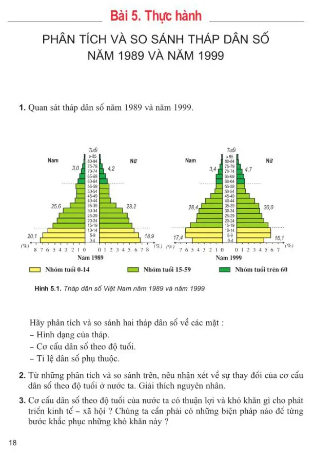 Bài 5: Thực hành: Phân tích và so sánh tháp dân số năm 1989 và năm 1999