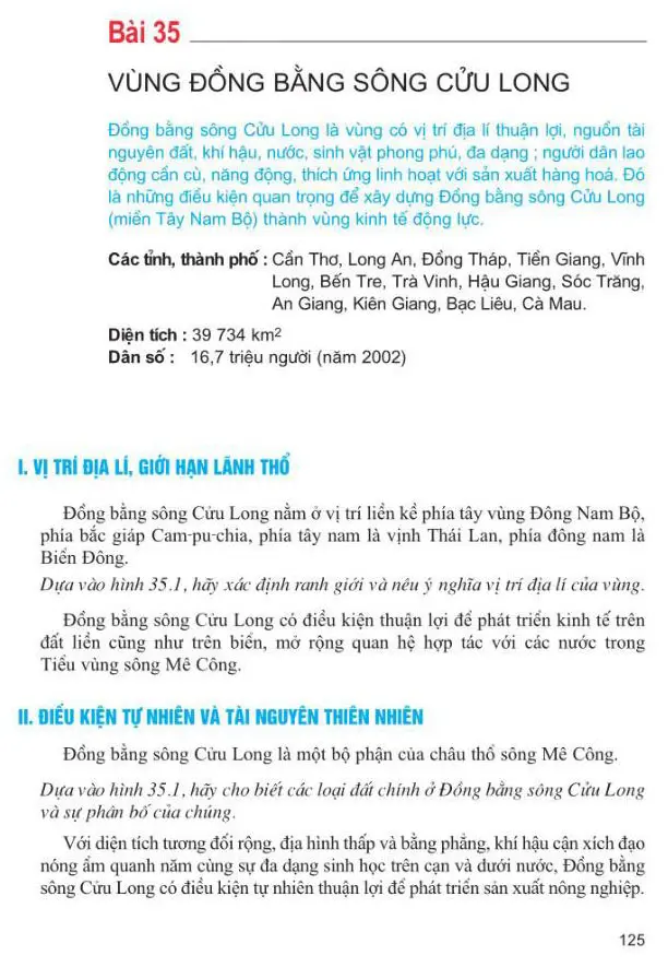 Bài 35: Vùng Đồng bằng sông Cửu Long