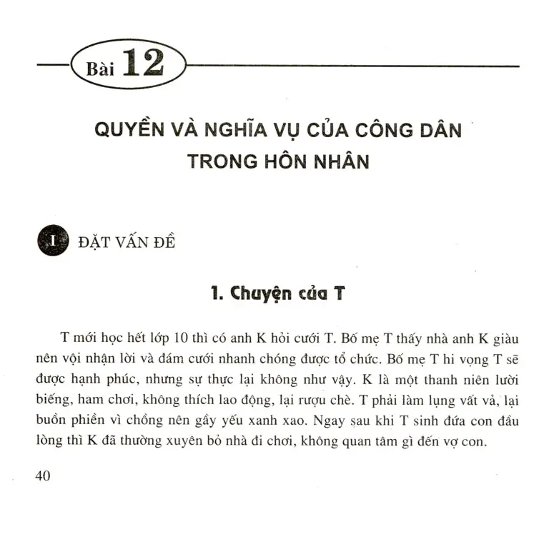 Bài 12: Quyền và nghĩa vụ của công dân trong hôn nhân