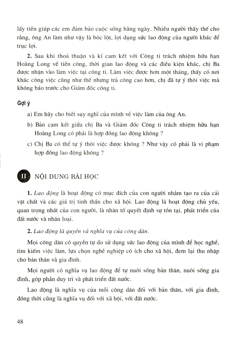 Bài 14: Quyền và nghĩa vụ lao động của công dân