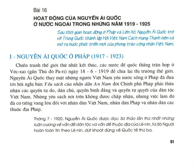 Bài 16: Hoạt động của Nguyễn Ái Quốc ở nước ngoài trong những năm 1919 - 1925