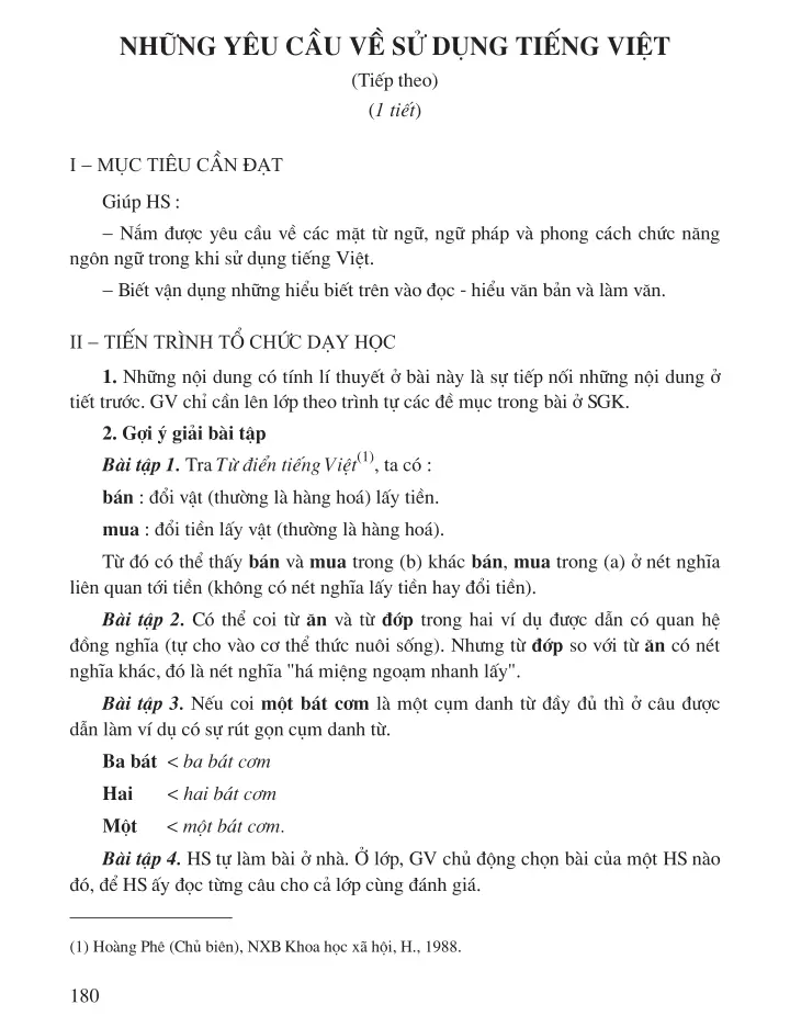Những yêu cầu về sử dụng tiếng Việt (Tiếp theo)