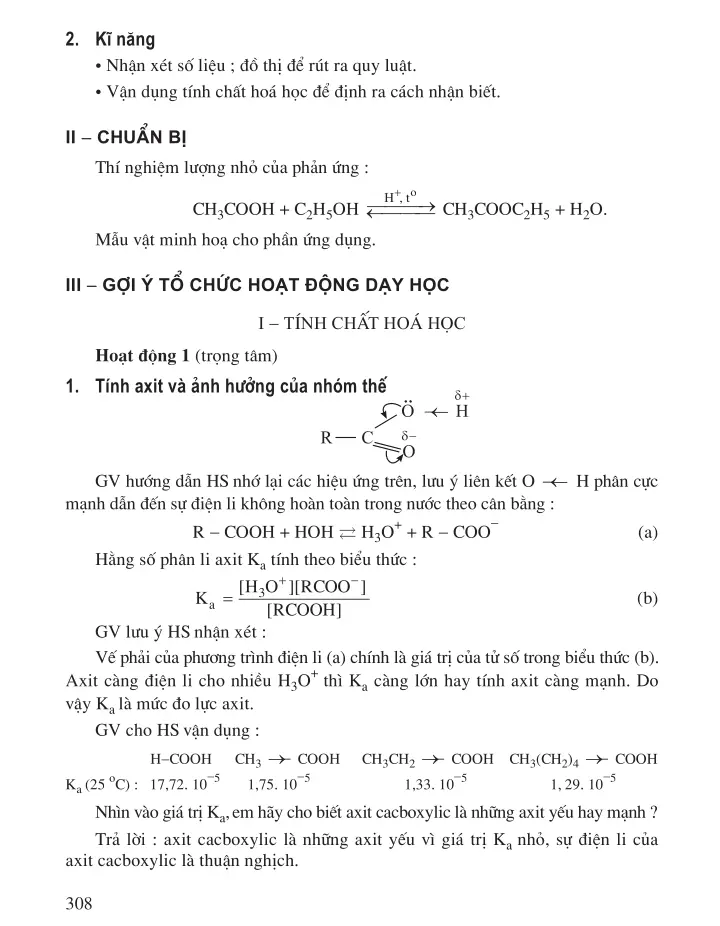 Bài 61: Axit cacboxylic: Tính chất hoá học, điều chế và ứng dụng