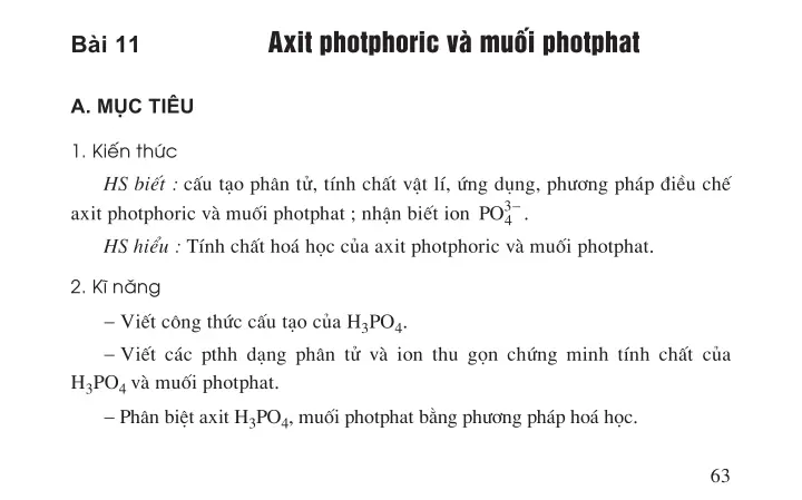 Bài 11 Axit photphoric và muối photphat
