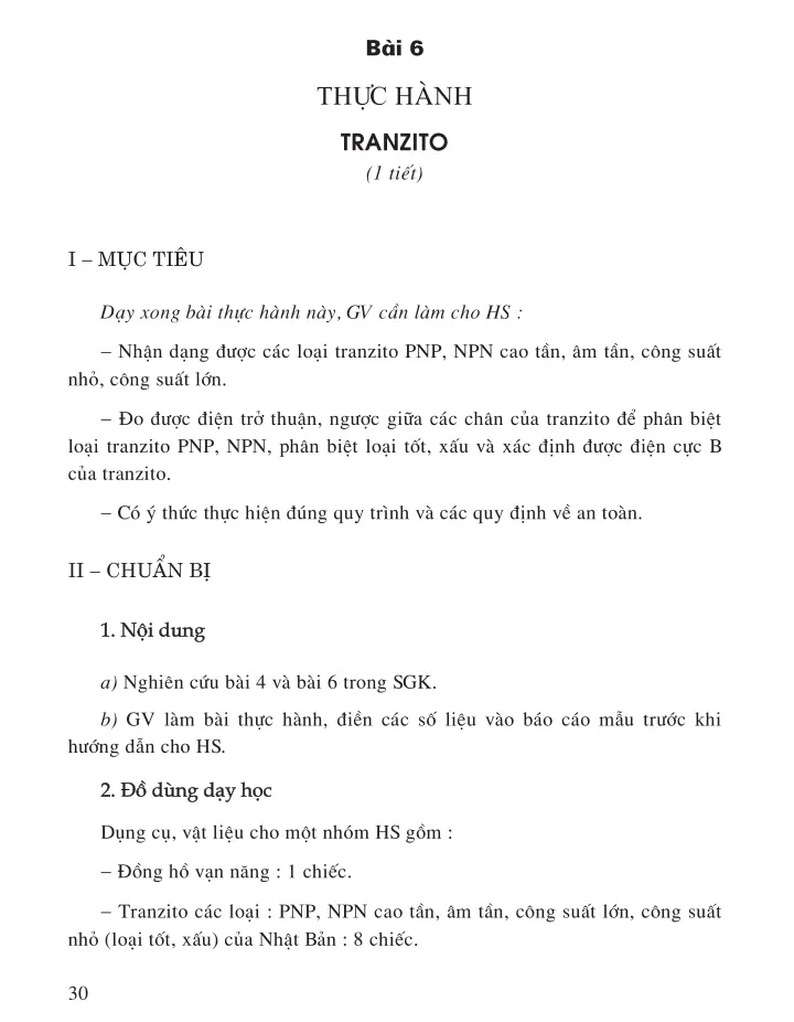 Bài 6. Thực hành - Tranzito (1 tiết)