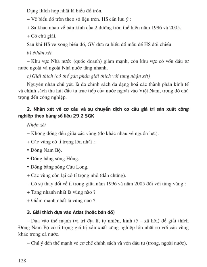 Bài 29 Thực hành : Vẽ biểu đồ, nhận xét và giải thích sự chuyển dịch cơ cấu công nghiệp