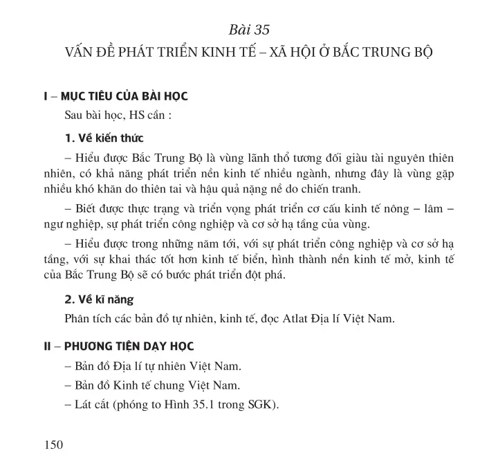 Bài 35 Vấn đề phát triển kinh tế – xã hội ở Bắc Trung Bộ