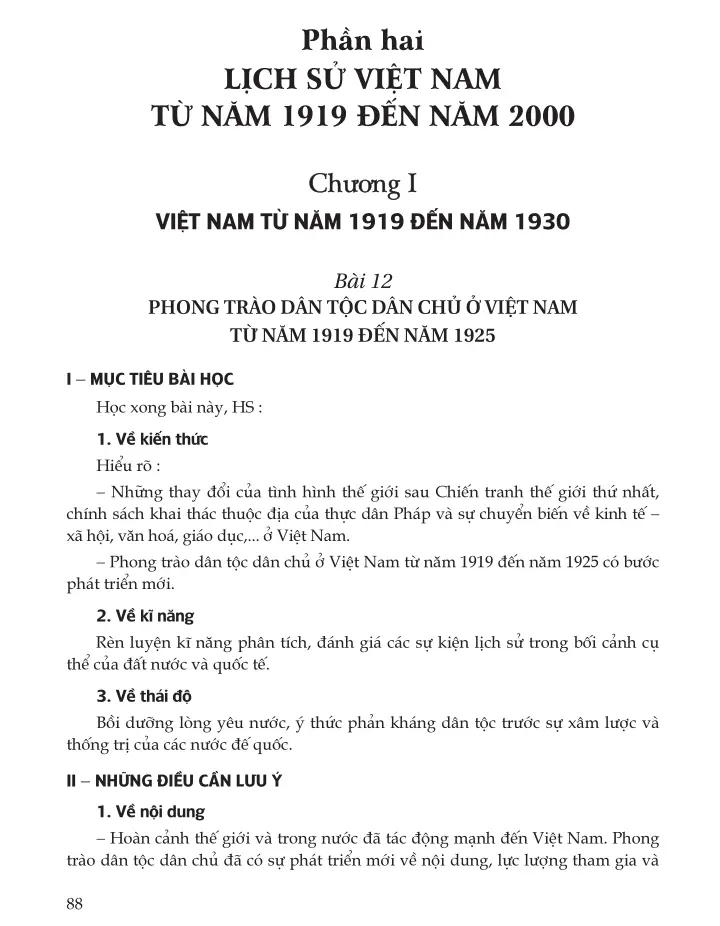 Bài 12. Phong trào dân tộc dân chủ ở Việt Nam từ năm 1919 đến năm 1925