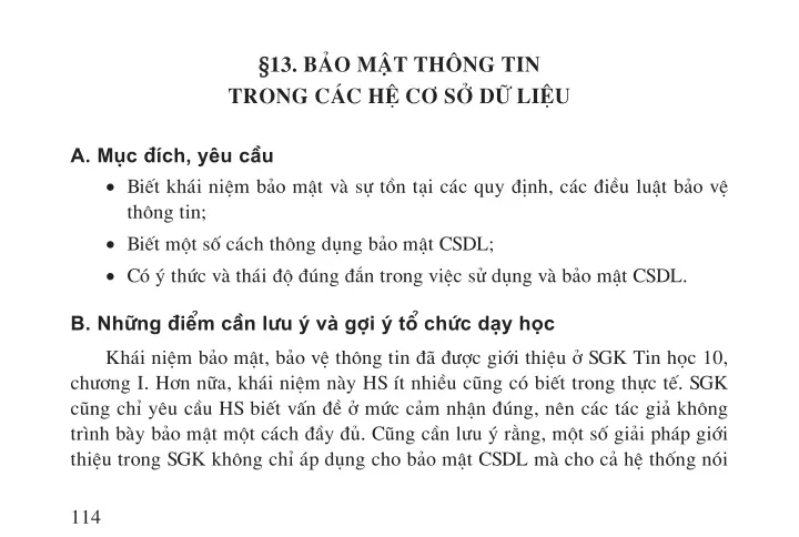 $13. Bảo mật thông tin trong các hệ cơ sở dữ liệu