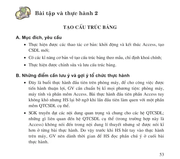 Bài tập và thực hành 2. Tạo cấu trúc bảng