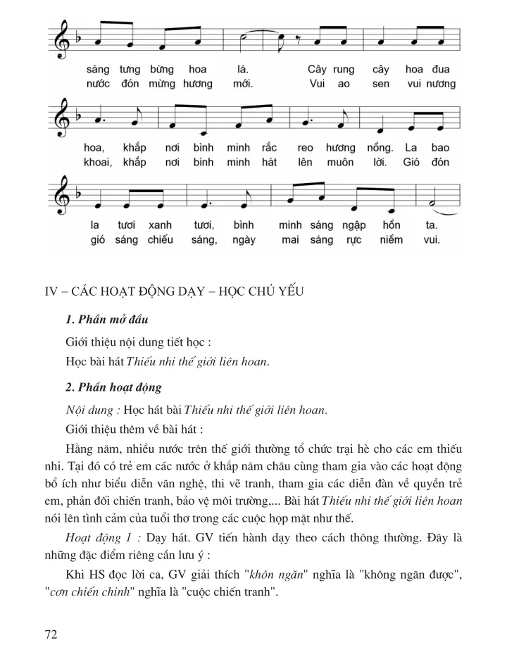 Tiết 28 Học hát : Bài Thiếu nhi thế giới liên hoan