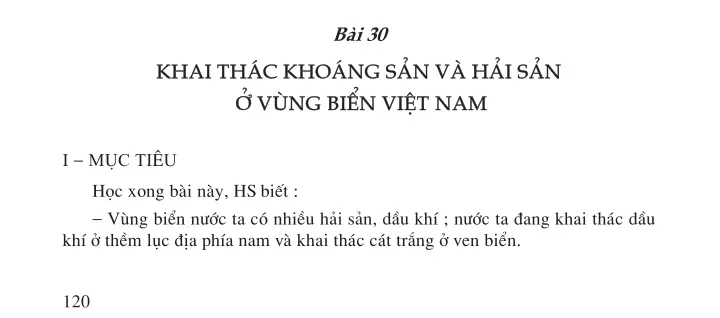 Bài 30. Khai thác khoáng sản và hải sản ở vùng biển Việt Nam