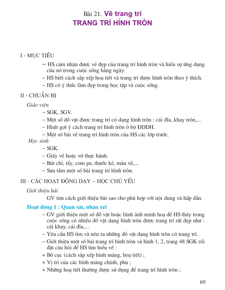 SGV Scan] ✓ Bài 21: Vẽ trang trí Trang trí hình tròn - Sách Giáo ...