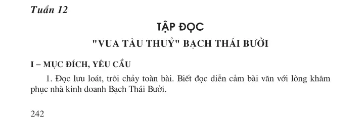 Tập đọc "Vua tàu thuỷ" Bạch Thái Bưởi