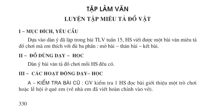 Tập làm văn Luyện tập miêu tả đồ vật