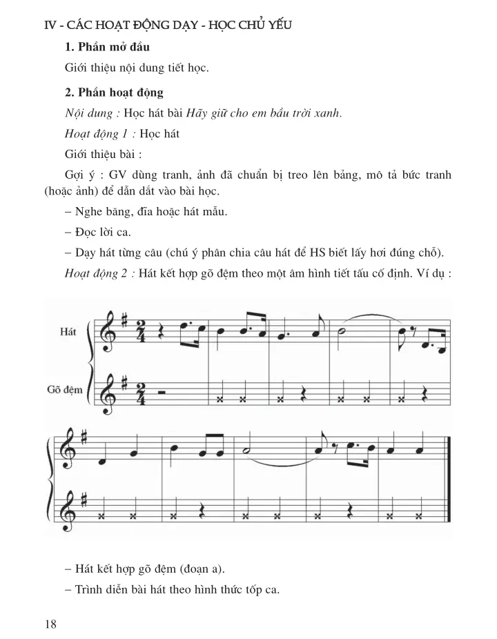 Tiết 4 Học hát: Bài Hãy giữ cho em bầu trời xanh