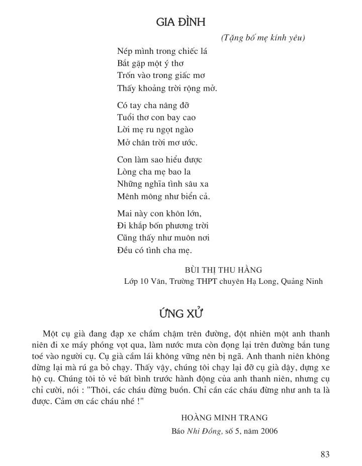 IV – Một số câu chuyện, bài thơ có liên quan đến các bài trong chương trình Đạo đức lớp 5