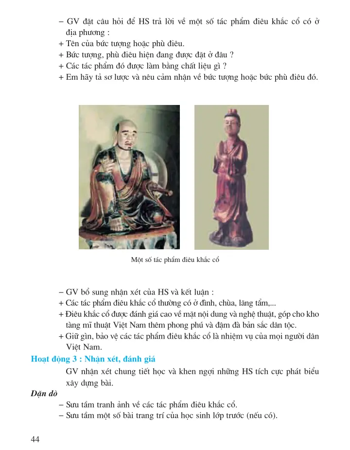 Bài 9: Thường thức mĩ thuật Giới thiệu sơ lược về điêu khắc cổ Việt Nam
