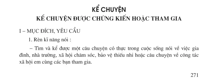 Kể chuyện: Kể chuyện được chứng kiến hoặc tham gia