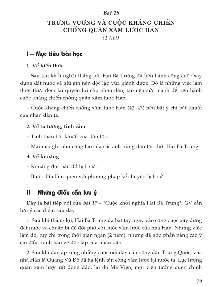 Bài 18. Trưng Vương và cuộc kháng chiến chống quân xâm lược Hán (1 tiết)