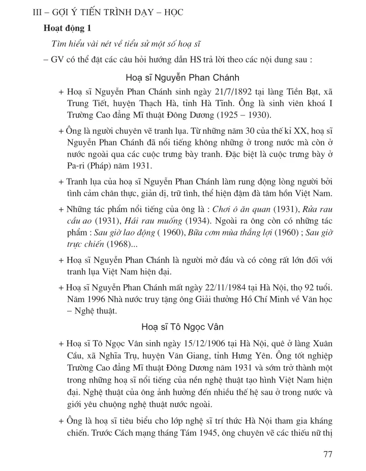 Bài 21 Thường thức mĩ thuật Một số tác giả và tác phẩm tiêu biểu của mĩ thuật Việt Nam từ cuối thế kỉ XIX đến năm 1954