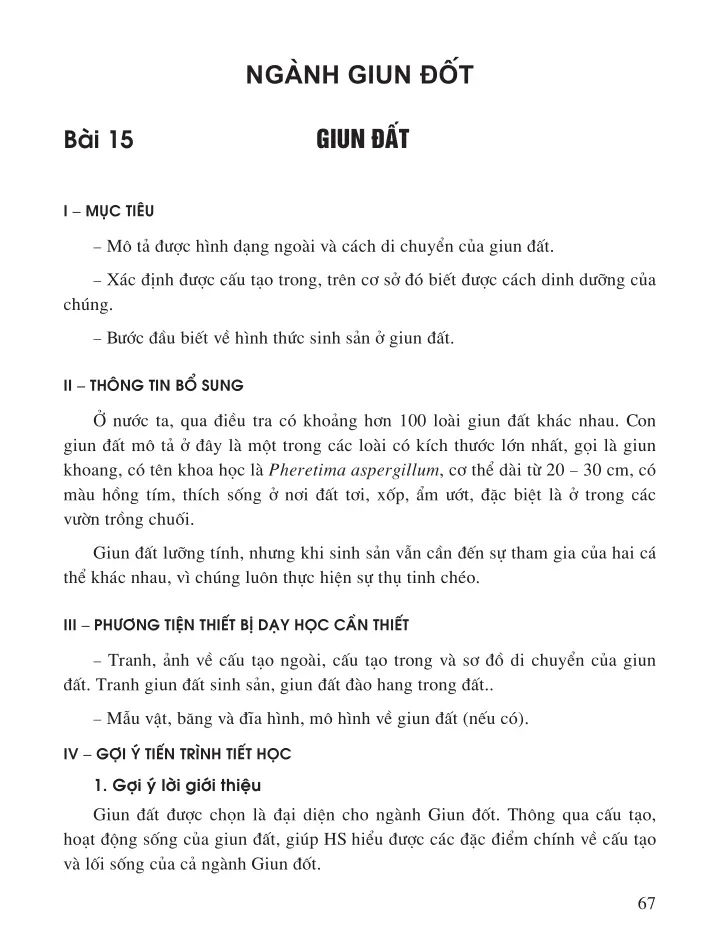 Bài 15. Giun đất