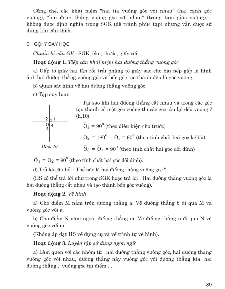 $2. Hai đường thẳng vuông góc