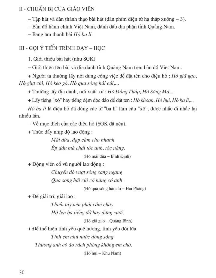 Bài 4 (3 tiết) : Học hát Bài Hồ ba lí