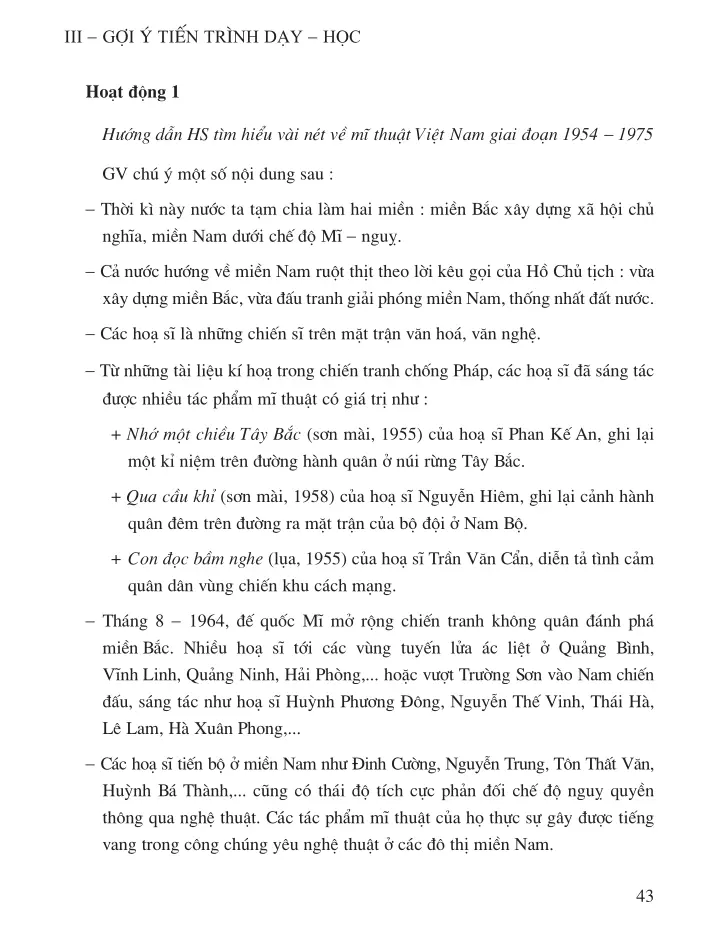 Bài 10 Thường thức mĩ thuật Sơ lược về mĩ thuật Việt Nam giai đoạn 1954 - 1975