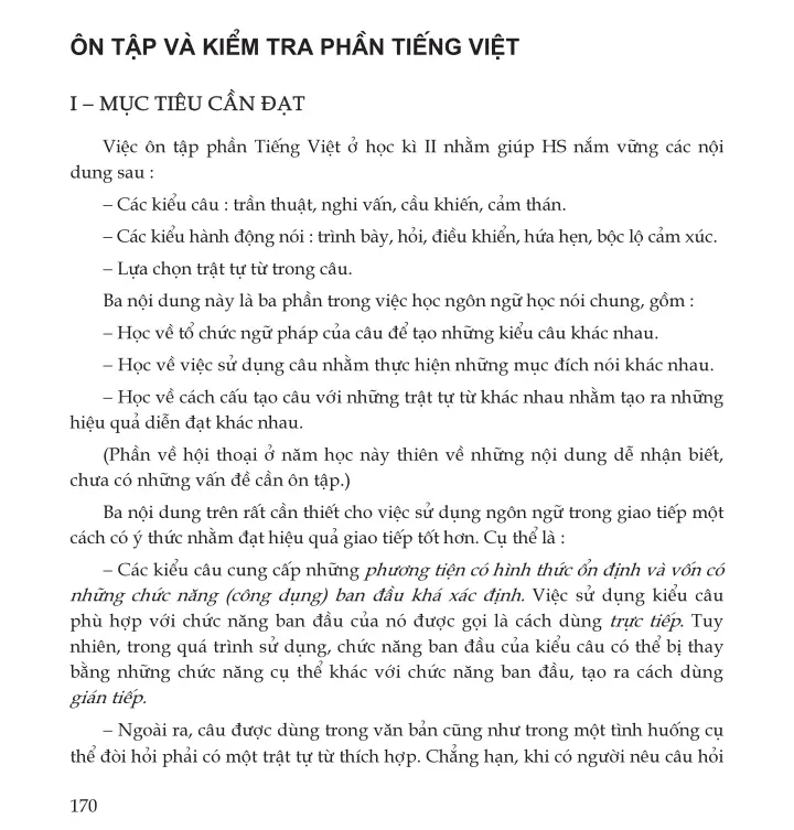 Ôn tập và kiểm tra phần Tiếng Việt