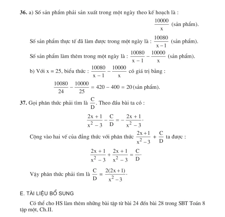 Bài 6: Phép trừ các phân thức đại số