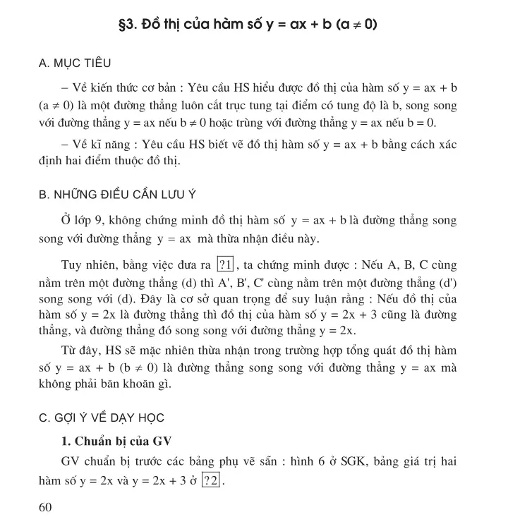 $3. Đồ thị của hàm số y = ax + b (a + 0)