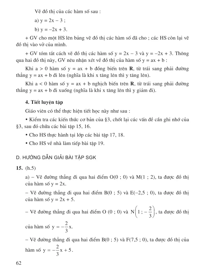 $3. Đồ thị của hàm số y = ax + b (a + 0)