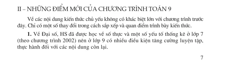 II - Những điểm mới của chương trình Toán 9