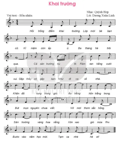 Bài hát Khai trường trang 6, 7 Âm nhạc lớp 7 Kết nối tri thức Hat Bai Hat Khai Truong