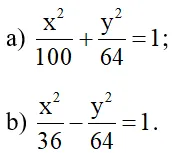 Các đường conic có phương trình như sau là đường elip hay hypebol (ảnh 1) Bai 2 Trang 67 Chuyen De Toan 10 Cd 136743