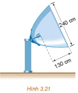 Anten vệ tinh parabol ở Hình 3.21 có đầu thu đặt tại tiêu điểm, đường kính miệng enten là 240 cm Bai 3 16 Trang 56 Chuyen De Toan 10 Kntt