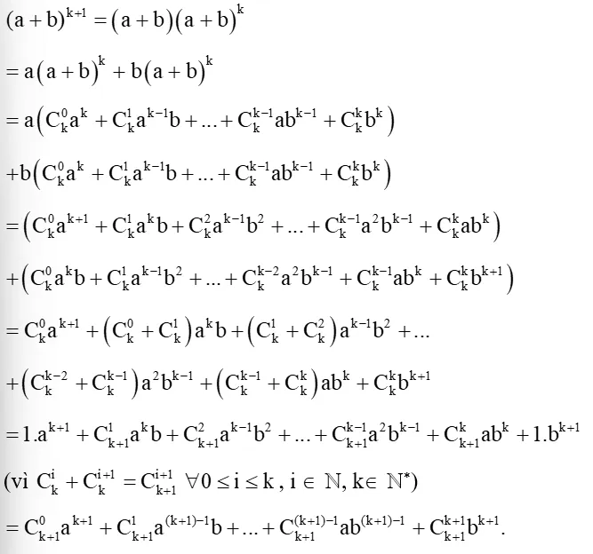 Chứng minh công thức nhị thức Newton bằng phương pháp quy nạp (ảnh 1) Bai 8 Trang 38 Chuyen De Toan 10 Cd 136358