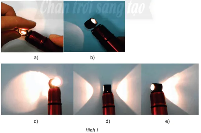 Gắn một đoạn ống nhựa vào đầu bóng của một đèn chiếu nhỏ để tạo ra một chùm ánh sáng Kham Pha 1 Trang 60 Chuyen De Toan 10 Ctst