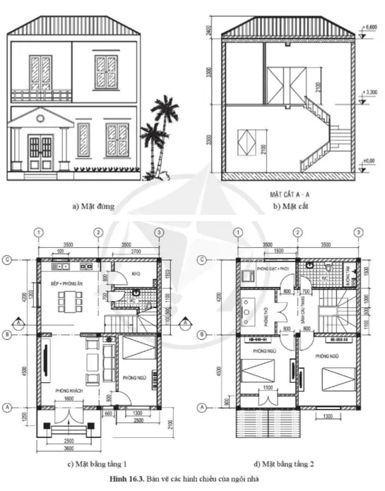 Hãy đọc kích thước chiều cao của từng tầng, chiều cao cửa đi và cửa sổ Cau Hoi 2 Trang 79 Cong Nghe 10 Tkcn 144825