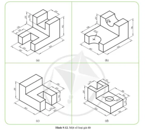 Vẽ hình chiếu vuông góc của vật thể cho ở hình 9.12 Luyen Tap Trang 49 Cong Nghe 10 Tkcn