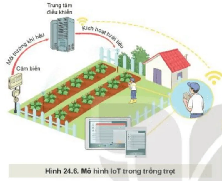 Quan sát Hình 24.6 và mô tả hoạt động của mô hình IoT trong trồng trọt Kham Pha Trang 122 Cong Nghe 10 Cntt 1