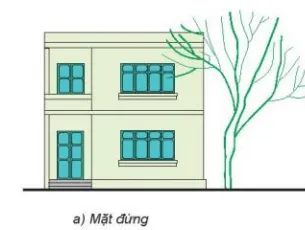 Đọc bản vẽ mặt đứng của ngôi nhà hai tầng Hình 15.3a và cho biết Luyen Tap 2 Trang 89 Cong Nghe 10 Tkcn