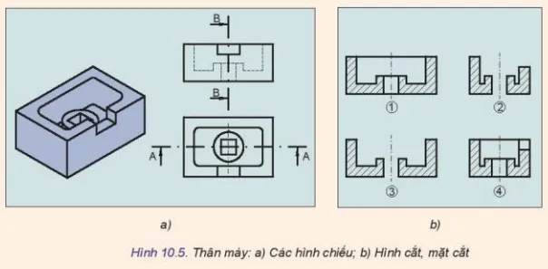 Quan sát Hình 10.5 và cho biết các hình 1, 2, 3, 4 thuộc loại hình biểu diễn nào và tên gọi Luyen Tap Trang 59 Cong Nghe 10 Tkcn 1