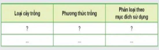 Hoàn thành phiếu học tập theo mẫu bảng dưới đây với các loại cây Luyen Tap 2 Trang 11 Cong Nghe Lop 7 Ket Noi