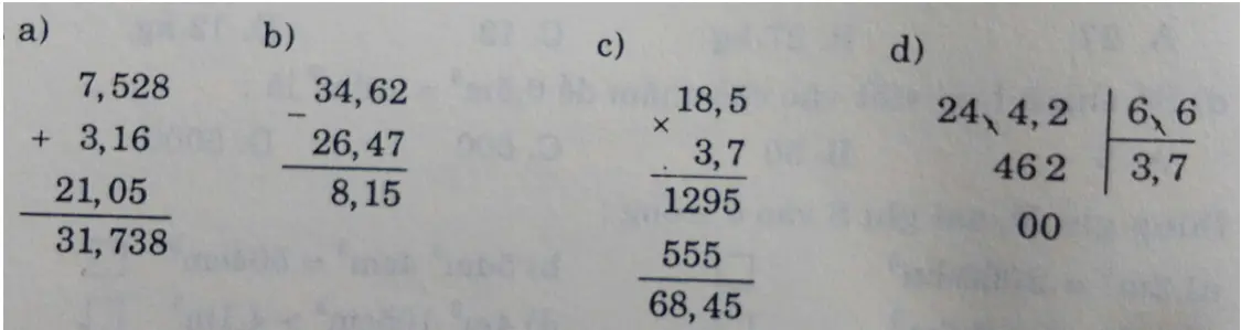 Đề kiểm tra Toán 5 | Đề thi Toán 5 De 1 Giai Giua Ki 2 Cau 1